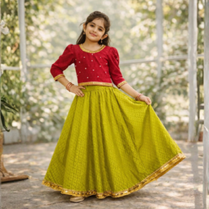 Noorika Brocade Pink and Green Lehanga