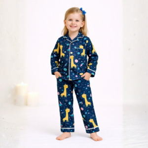 Starry Giraffe Night suit (Blue) with packing pouch